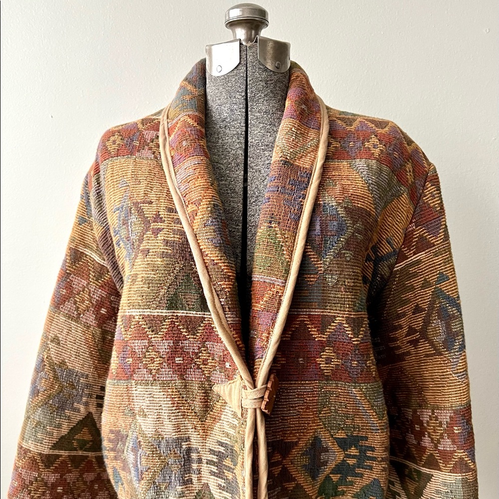 Aztec Western Bohemian Tapestry Sara Studio Grunge Vintage Women’s Jacket Brown